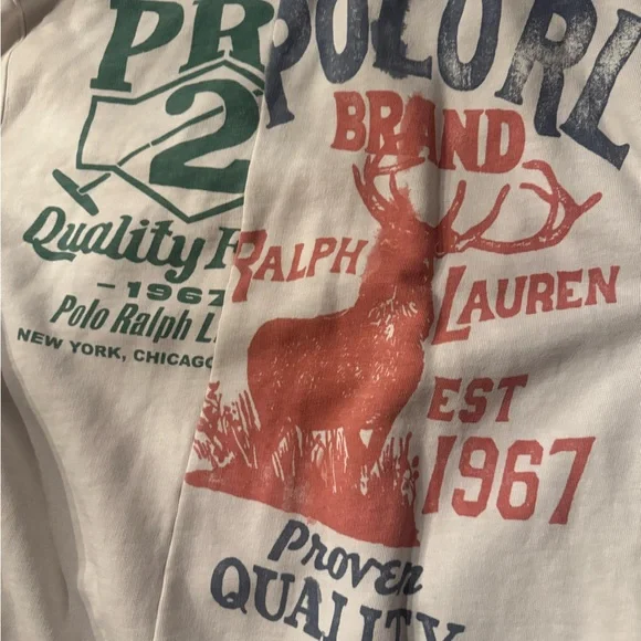 Polo by Ralph Lauren Blue and Cream Graphic Hoodie - Picture 4 of 12